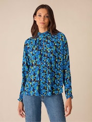 Ro&Zo Blue Floral Print Batwing Sleeve Blouse - Изображение 3 из 4