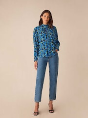 Ro&Zo Blue Floral Print Batwing Sleeve Blouse - Изображение 4 из 4