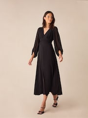 Ro&Zo Ruched Waist Black Dress - Image 1 of 4