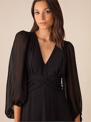 Ro&Zo Ruched Waist Black Dress - Image 2 of 4