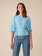 Ro&Zo Blue Dash Print Top - Image 1 of 3