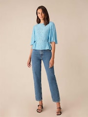 Ro&Zo Blue Dash Print Top - Image 2 of 3