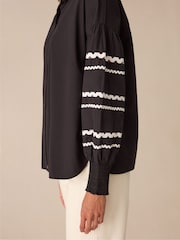 Ro&Zo Black Trim Insert Sleeve 100% Cotton Shirt - Image 5 of 6