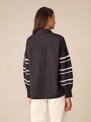 Ro&Zo Black Trim Insert Sleeve 100% Cotton Shirt - Image 6 of 6