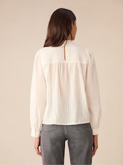 Ro&Zo Ivory White Shirred Neck 100% Cotton Blouse - Image 4 of 4