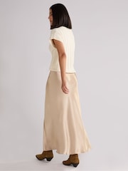 Ro&Zo Natural Metallic Satin Bias Cut Maxi Skirt - Image 3 of 3