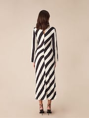 Ro&Zo Black Mono Stripe Print Clara Bias Cut Maxi Dress - Image 6 of 7