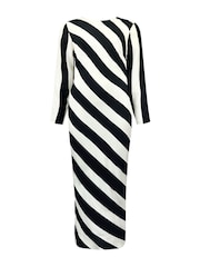 Ro&Zo Black Mono Stripe Print Clara Bias Cut Maxi Dress - Image 7 of 7