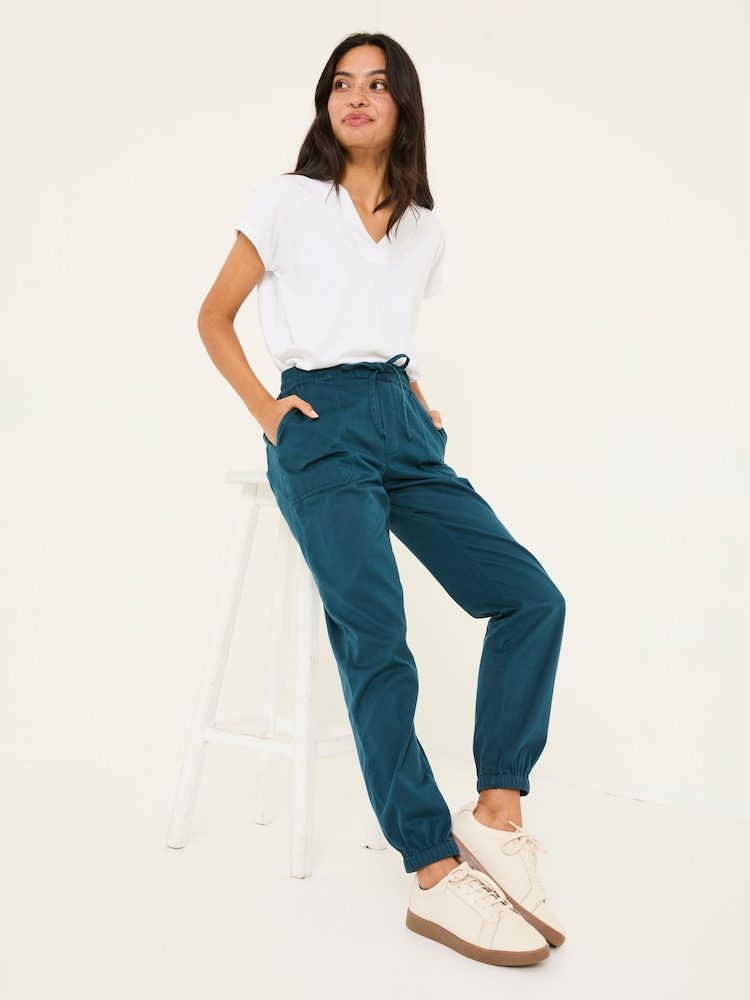 FatFace Lyme Teal Blue Cuffed Joggers - Image 2 of 10