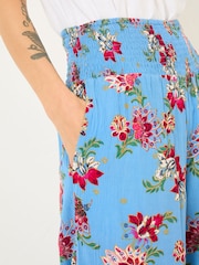 FatFace Balinese Palazzo Bright Blue Printed Wide Leg Trousers - Image 5 of 7