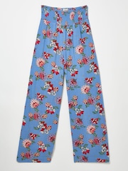 FatFace Balinese Palazzo Bright Blue Printed Wide Leg Trousers - Image 7 of 7