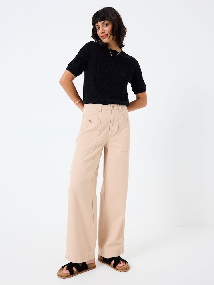 FatFace Eden Pale Pink Wide Leg Trousers - Image 1 of 6