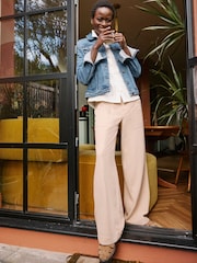 FatFace Eden Pale Pink Wide Leg Trousers - Image 4 of 6