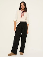 FatFace Saffron Black Wide Leg Trousers - Image 4 of 6
