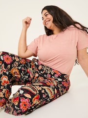 FatFace Isla Black Historical Floral Wide Leg Trousers - Image 11 of 12