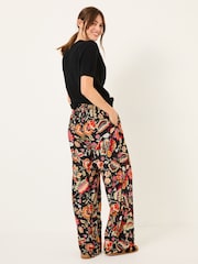 FatFace Isla Black Historical Floral Wide Leg Trousers - Image 3 of 12