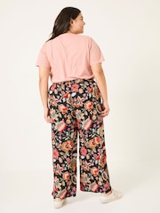 FatFace Isla Black Historical Floral Wide Leg Trousers - Image 8 of 12
