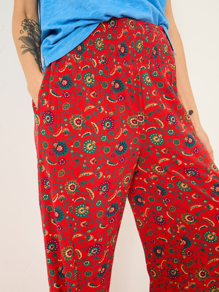 FatFace Balinese Palazzo Burnt Orange Printed Wide Leg Trousers - Image 5 of 6