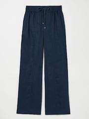 Iva Navy Wide Leg Linen Trousers - Image 6 of 6