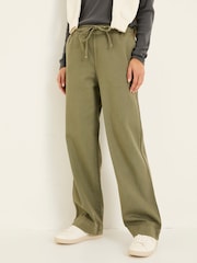 FatFace Ashby Khaki Green Wide Leg Trousers - Image 1 of 9