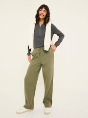 FatFace Ashby Khaki Green Wide Leg Trousers - Image 3 of 9