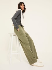 FatFace Ashby Khaki Green Wide Leg Trousers - Image 4 of 9