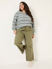 FatFace Ashby Khaki Green Wide Leg Trousers - Image 5 of 9
