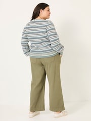FatFace Ashby Khaki Green Wide Leg Trousers - Image 6 of 9