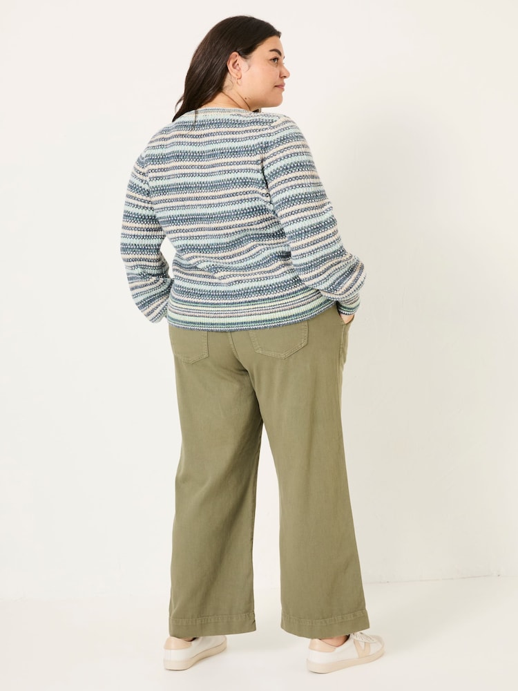 FatFace Ashby Khaki Green Wide Leg Trousers - Image 6 of 9
