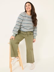 FatFace Ashby Khaki Green Wide Leg Trousers - Image 7 of 9