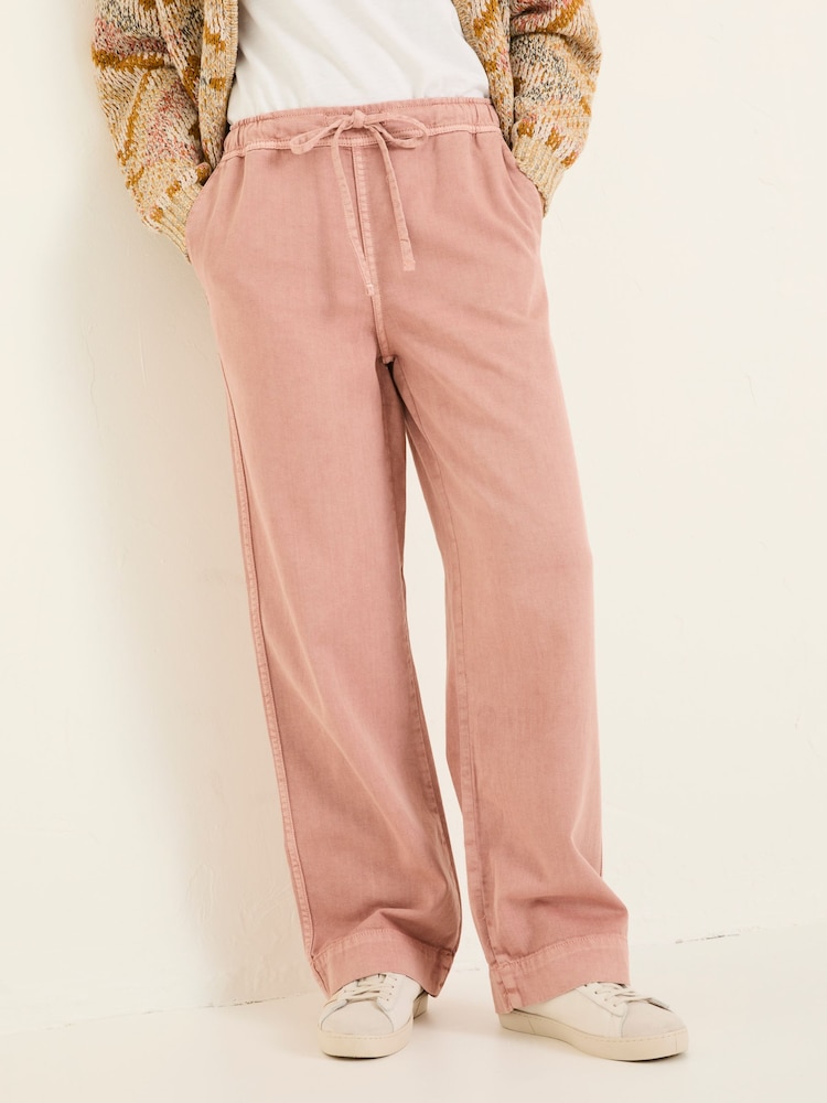 FatFace Ashby Pink Wide Leg Trousers - Image 1 of 5