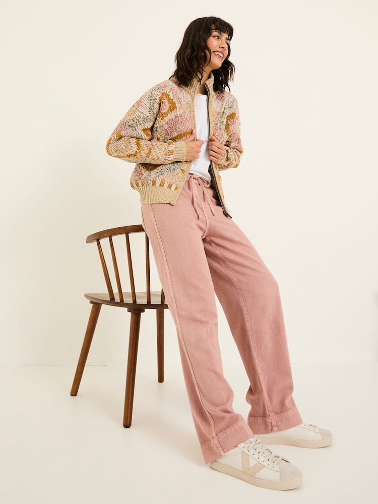 FatFace Ashby Pink Wide Leg Trousers - Image 5 of 5