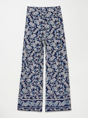 FatFace Isla Blue Soft Paisley Wide Leg Trousers - Image 10 of 10