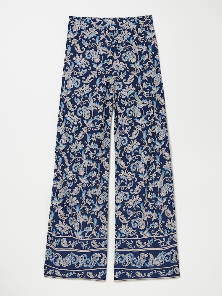 FatFace Isla Blue Soft Paisley Wide Leg Trousers - Image 10 of 10