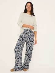 FatFace Isla Blue Soft Paisley Wide Leg Trousers - Image 3 of 10