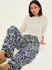 FatFace Isla Blue Soft Paisley Wide Leg Trousers - Image 4 of 10