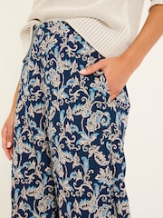 FatFace Isla Blue Soft Paisley Wide Leg Trousers - Image 5 of 10