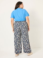 FatFace Isla Blue Soft Paisley Wide Leg Trousers - Image 7 of 10