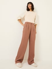 FatFace Ginger Terracotta Wide Leg Drape Trousers - Image 3 of 10