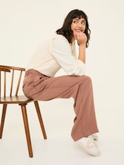 FatFace Ginger Terracotta Wide Leg Drape Trousers - Image 5 of 10