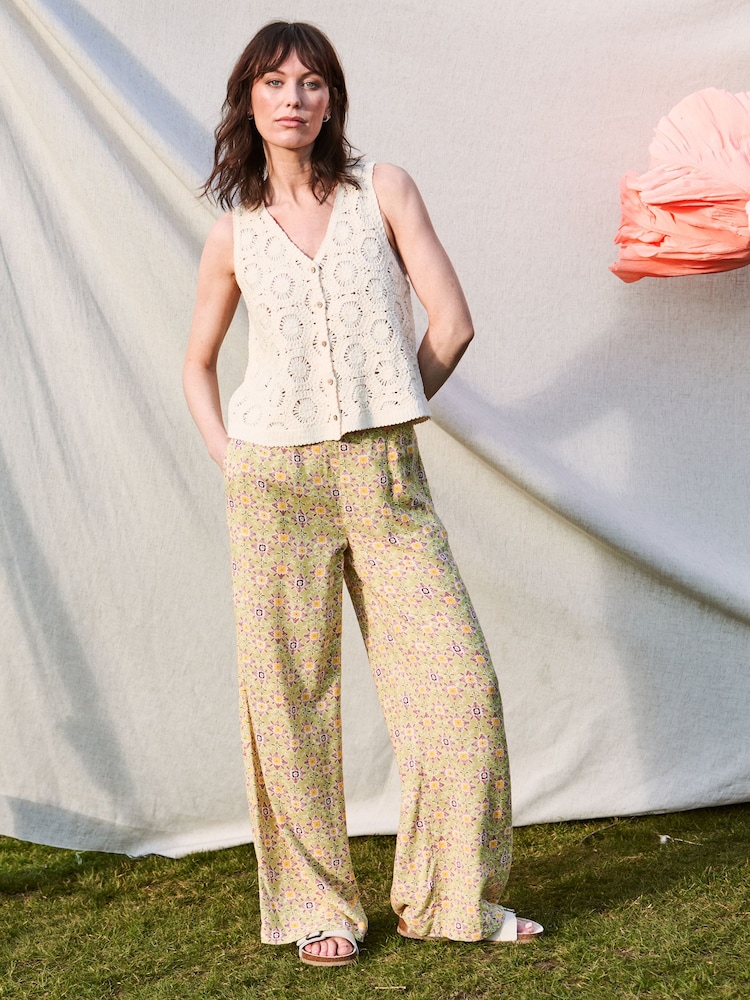 Beeble Multi Printed Wide Leg Trousers - Image 1 of 8 Beeble Multi Printed Wide Leg Trousers - Image 1 of 8