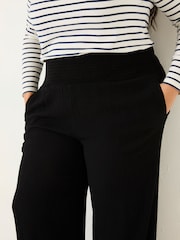 FatFace Black Shirred Palazzo Wide Leg Trousers - Image 10 of 11