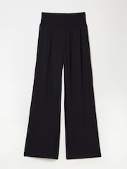 FatFace Black Shirred Palazzo Wide Leg Trousers - Image 11 of 11