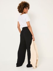 FatFace Black Shirred Palazzo Wide Leg Trousers - Image 3 of 11