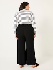 FatFace Black Shirred Palazzo Wide Leg Trousers - Image 7 of 11