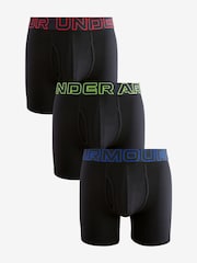 Under Armour Black 100% Cotton Performance Tech 6in Boxers 3 Pack - Image 1 of 4