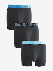 Under Armour Black/Teal 100% Cotton Performance Tech 6in Boxers 3 Pack - Image 1 of 4