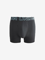 Under Armour Black/Teal 100% Cotton Performance Tech 6in Boxers 3 Pack - Image 3 of 4