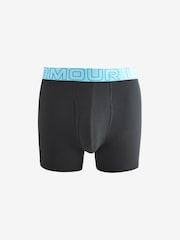 Under Armour Black/Teal 100% Cotton Performance Tech 6in Boxers 3 Pack - Image 4 of 4