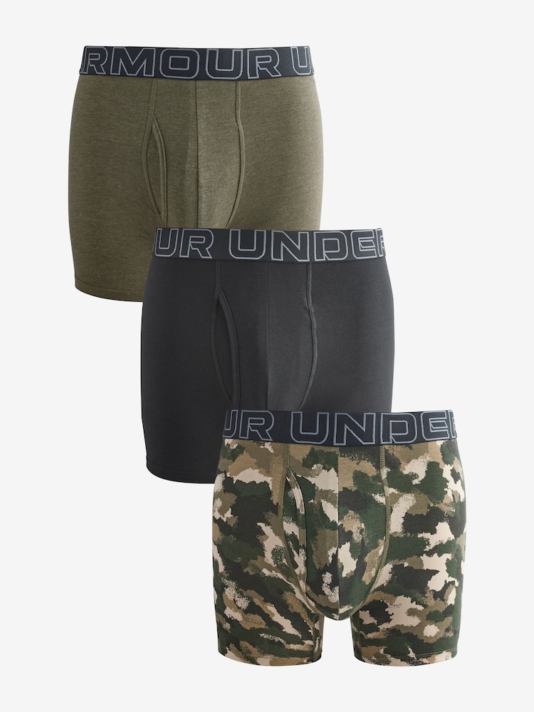Under Armour Camouflage 100% Cotton Performance Tech Print 6in Boxers 3 Pack - Image 1 of 4